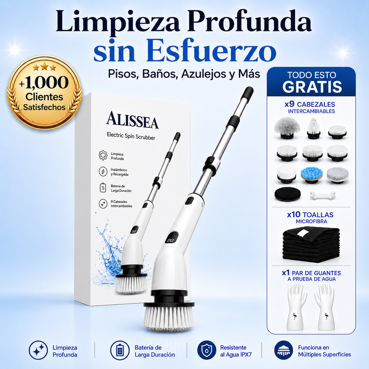 Limpiador Eléctrico 9 en 1 — Sin Rodillas, Sin Dolor, Sin Esfuerzo